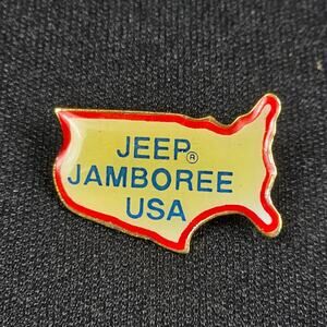 Jeep Jamboree USA Map Pin Lapel Pin Souvenir Gold Tone Enamel